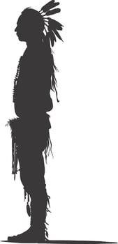 AI generated Silhouette native american man black color only full vector