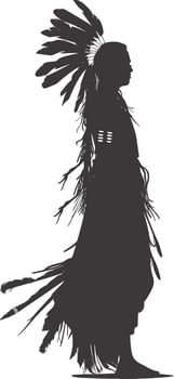 AI generated Silhouette native american woman black color only full body vector
