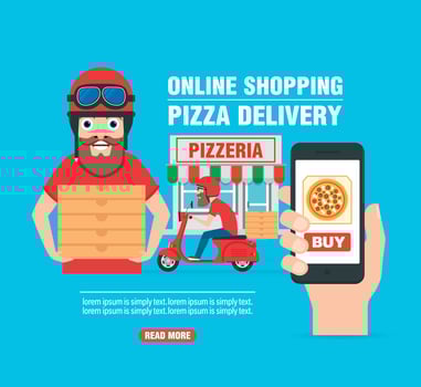 Online shopping. Pizza delivery service concept modern design flat vector