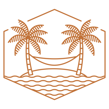 illustration of beach and hammock monoline or line art style png