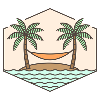 illustration of beach and hammock monoline or line art style png