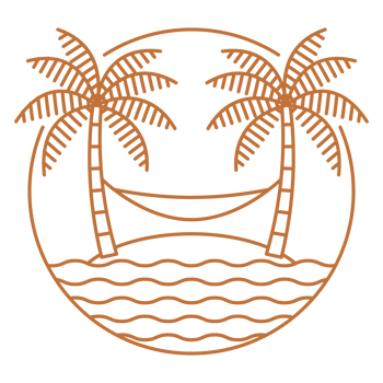illustration of beach and hammock monoline or line art style png
