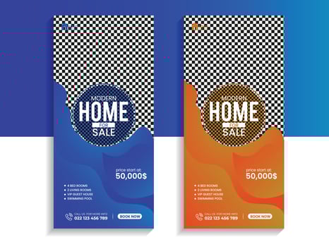 Real Estate modern home sale roll-up banner or cover design template vector