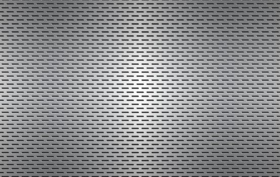 Structured silver perforated metal texture, aluminium grating, abstract metallic background, vector illustration