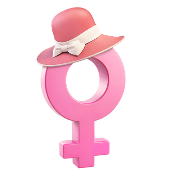 3D Rendering Pink Female Symbol Wearing Hat png