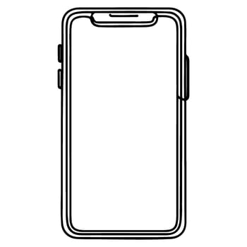 Close up doodle modern smart phone mockup. Continuous black single lines drawing art icon. blank screen transparent background vector