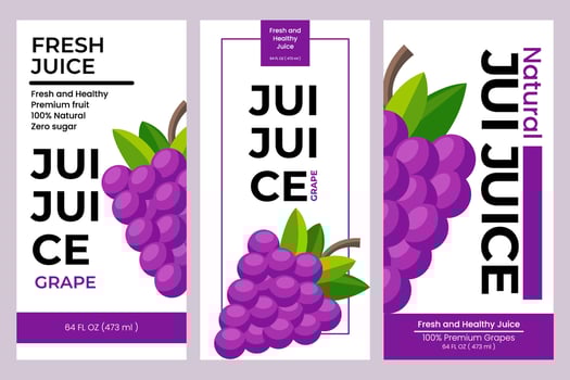 Grape juice label design. Suitable for beverage, bottle, packaging, stickers, and  product packaging vector