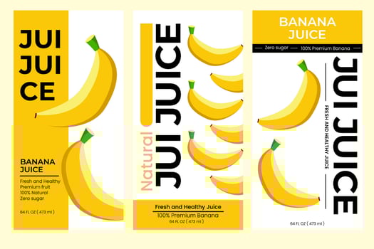 Banana juice label design. Suitable for beverage, bottle, packaging, stickers, and  product packaging vector