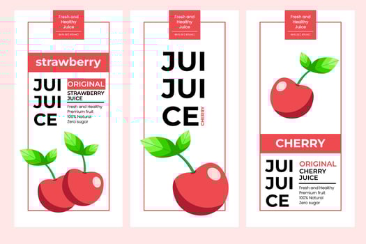 Cherry juice label design. Suitable for beverage, bottle, packaging, stickers, and  product packaging vector