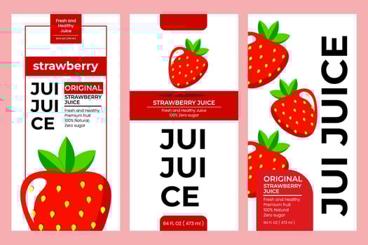Strawberry label design. Suitable for beverage, bottle, packaging, stickers, and  product packaging vector