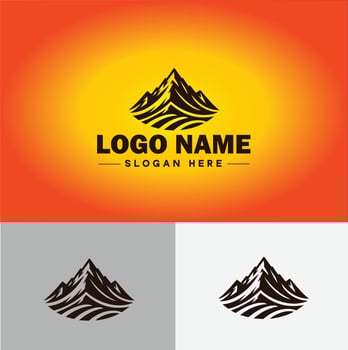Mountain peak summit logo vector art Outdoor hiking adventure icon travel logo template