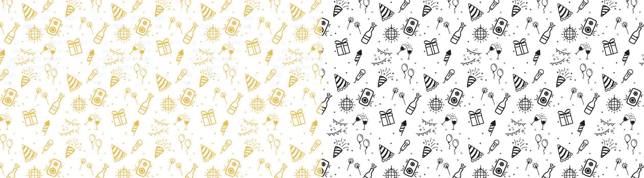 doodle party icon seamless pattern background, sketch style hand drawing anniversary icon, birthday vector