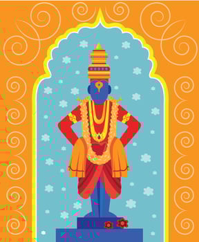 indian god vitthal - pandurang with decorative element vector