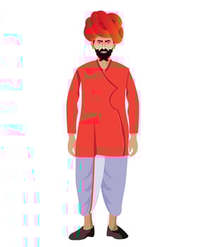 rajasthani traditional dress male standing isolated vector