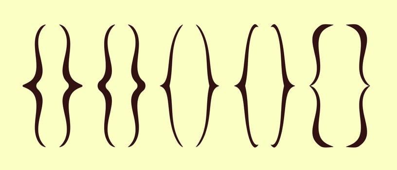 Bracket parenthesis vector. Linear shape icon for text. Typographic symbols of mathematics. Yellow background. vector
