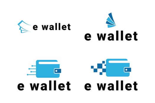 set of wallet digital logo design concept idea vector