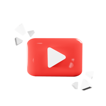 3D render youtube logo icon isolated on transparent background png