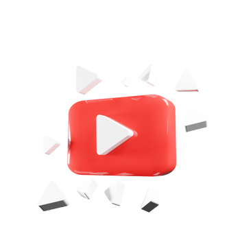 3D render youtube logo icon isolated on transparent background png