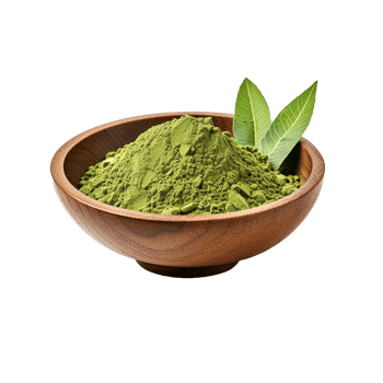 AI generated Instant matcha green tea in wood bowl png isolated on transparent background