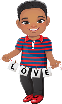 Cute Boy holding letters of word LOVE cartoon character png