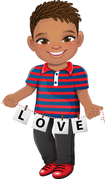 Cute Boy holding letters of word LOVE cartoon character png
