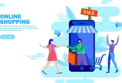 online sale shopping with cart vector