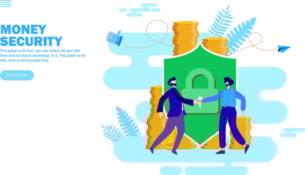 money protection, security behind the shield vector