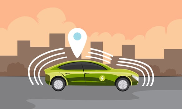 driverless electric car on road vector