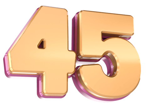 Number 45 3D Render png
