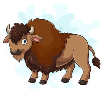 Cartoon bison on white background vector