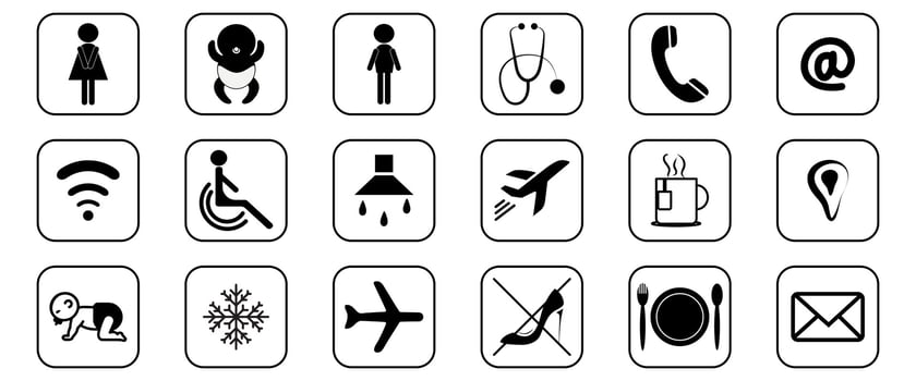 Set of Different Signs Applied in Public Places, Signs for Public Places Important Signs vector