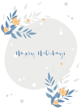 Happy holiday greeting card with floral pattern with grass ornament. Doodle Style vector