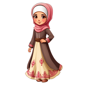 AI generated muslim girl cartoon, png