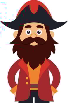 Cartoon pirate with a beard and mustache on a white background. vector