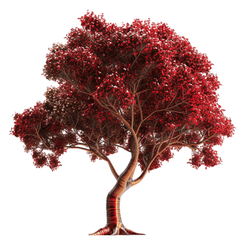 AI generated Red tree isolated on transparent background png