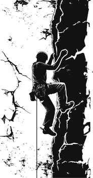 AI generated Silhouette climbing man black color only full body vector