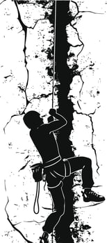 AI generated Silhouette climbing man black color only full body vector