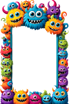 AI generated Monster border frame, cute monster border, copy space area png