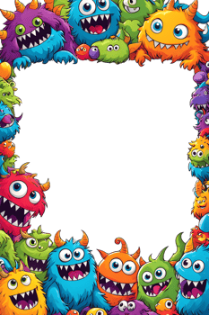 AI generated Monster border frame, cute monster border, copy space area png