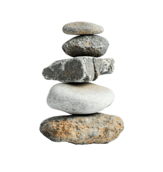 AI generated Rock pile cairn hiking route mark PNG cutout isolated on transparent background, graphic resource. Symbol of peace, calm, and meditation