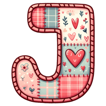 AI generated Patchwork Heart Design Letter J. png