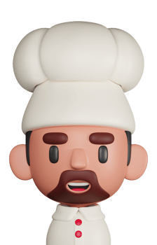 3D avatar cartoon cute chef with beard character illustration png