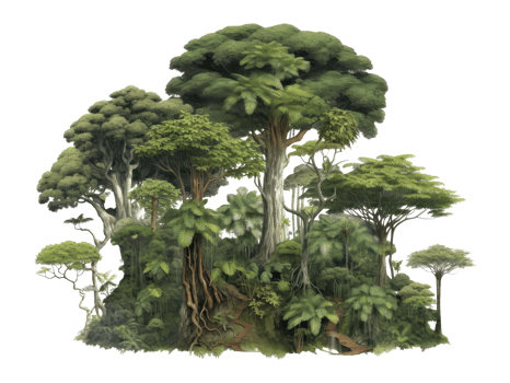 AI generated amazing trees in the forest png