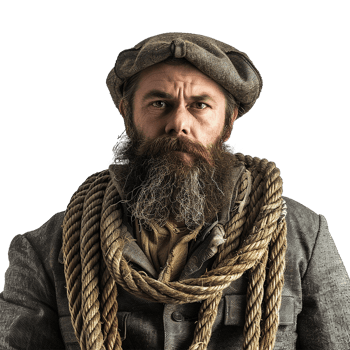 AI generated Man with beard and a long rope isolated on transparent background png