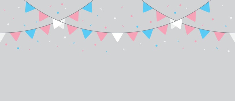 Transgender flag party buntings. LGBTQIA concept. Flat vector illustration