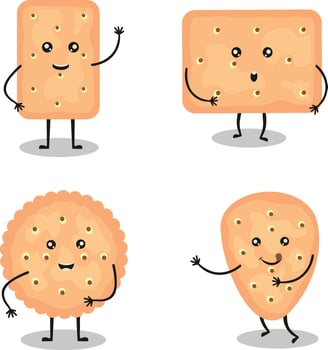 Collection of World Cookie Day Character. Cute Cartoon Style, Vector Illustration