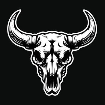 Dark Art Skull Beast Bull Head Black and White Illustration vector