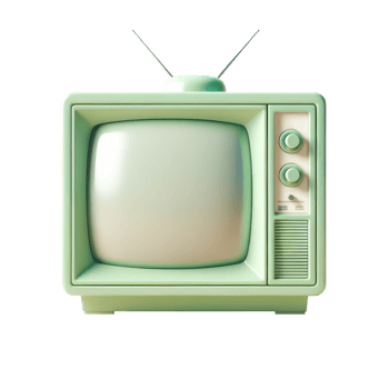 AI generated 3D render green retro TV old style television isolate on white background. png