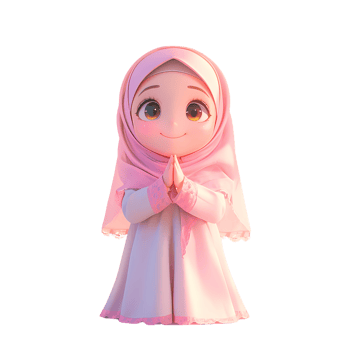 AI generated Cute Islamic Woman Cartoon Character, 3d Render png