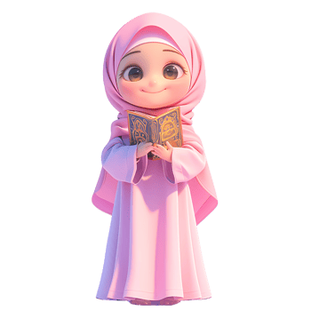 AI generated Cute Islamic Woman Cartoon Character, 3d Render png